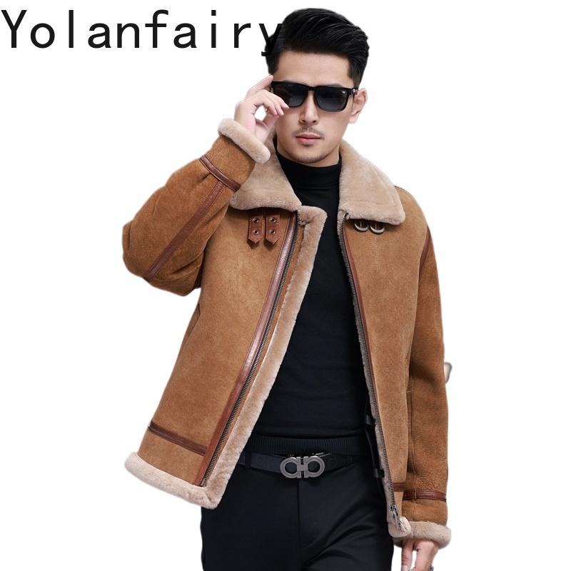 Men'S Fashion Zipper Jacket - YOLANFAIRY Высококачественные куртки из натуральной овчины,
