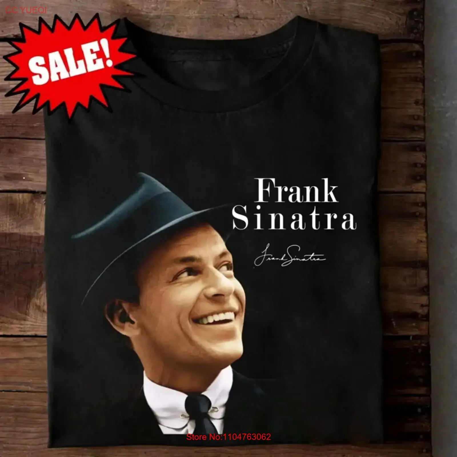 Mens Fashion Black Shirt - НОВАЯ черная хлопковая футболка Frank Sinatra,