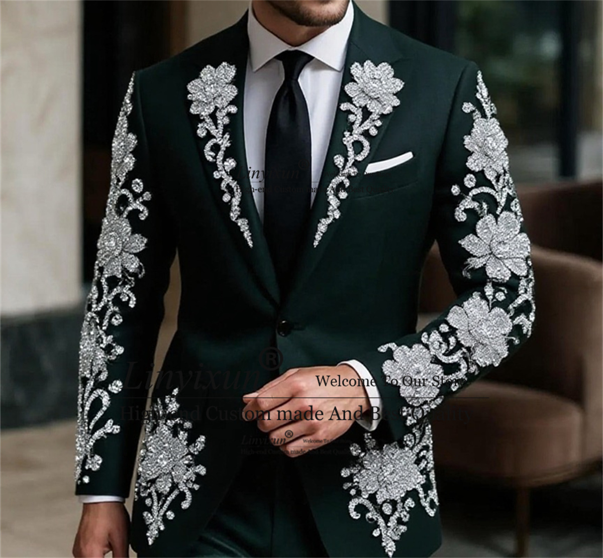Mens Fashion Trajes - Модный мужской костюм с кристаллами для