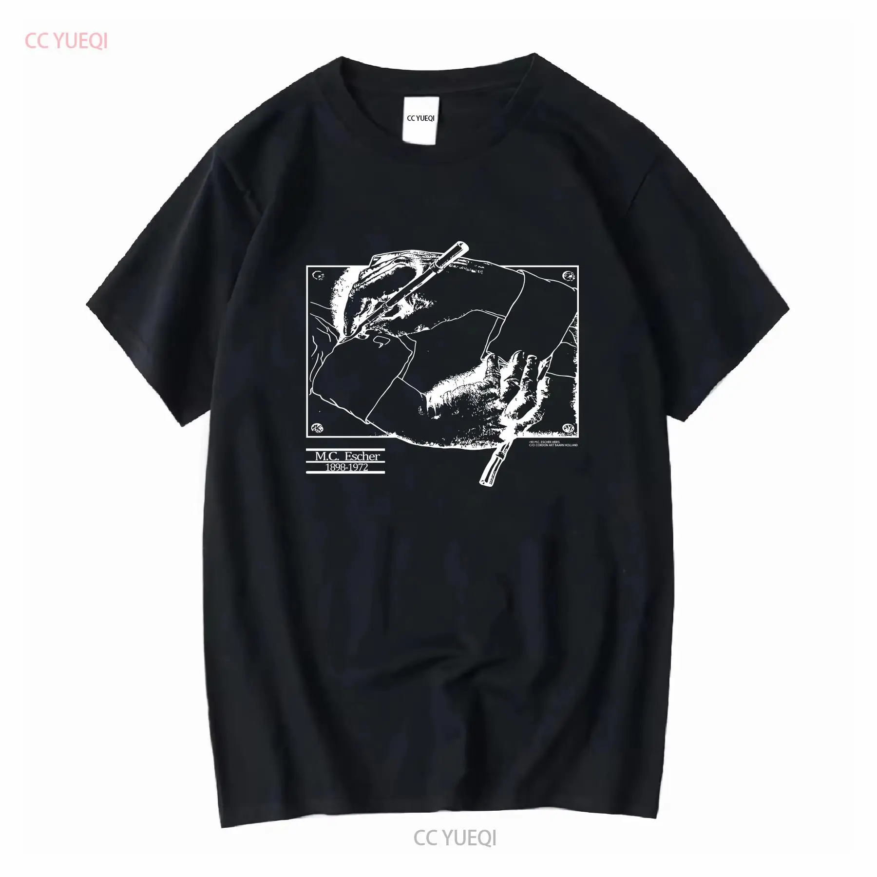 Mens Fashion Black Shirt - Винтажная футболка MC Escher 1990, мужская