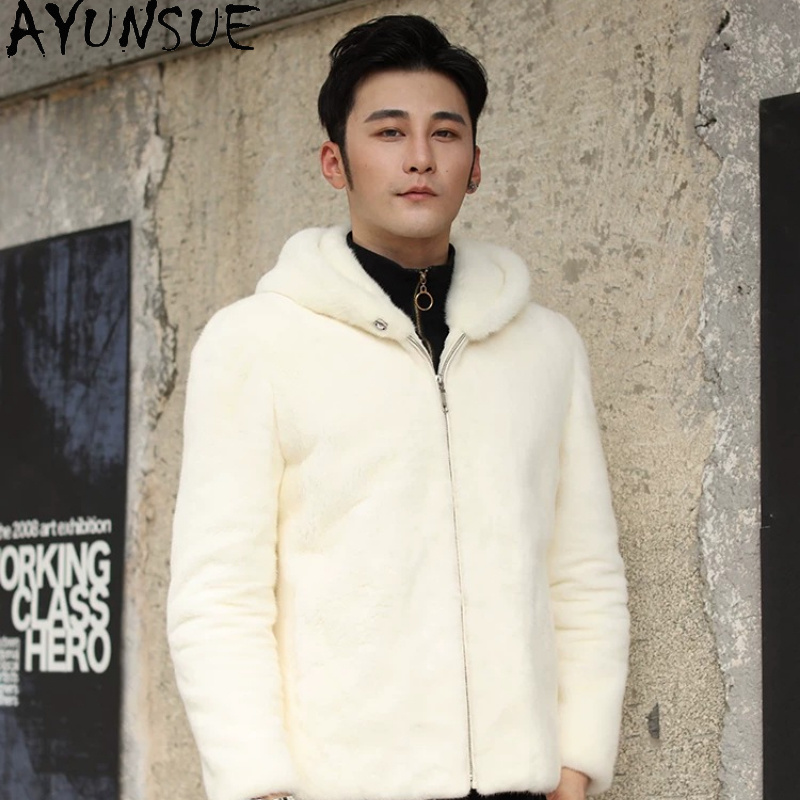 Men'S Fashion Zipper Jacket - AYUSNUE Натуральная норковая шуба для мужчин,