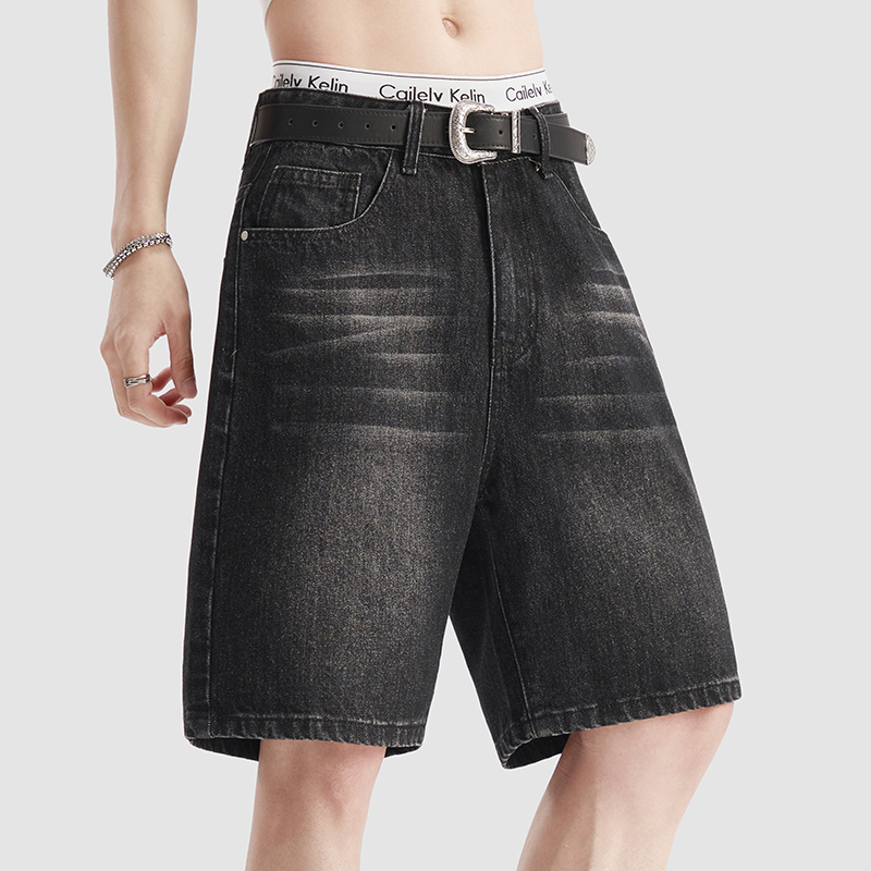 Men Fashion Jeans - Летние тонкие черные джинсовые шорты для