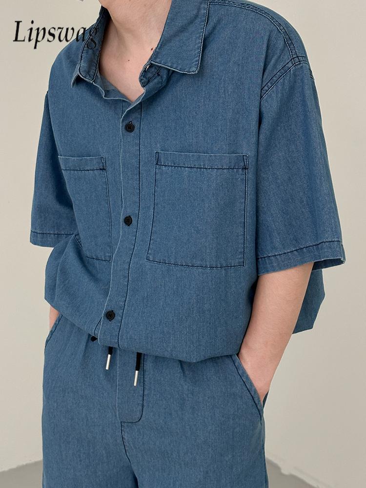 Jeans Shirt Fashion For Men - Мужской винтажный джинсовый костюм из двух