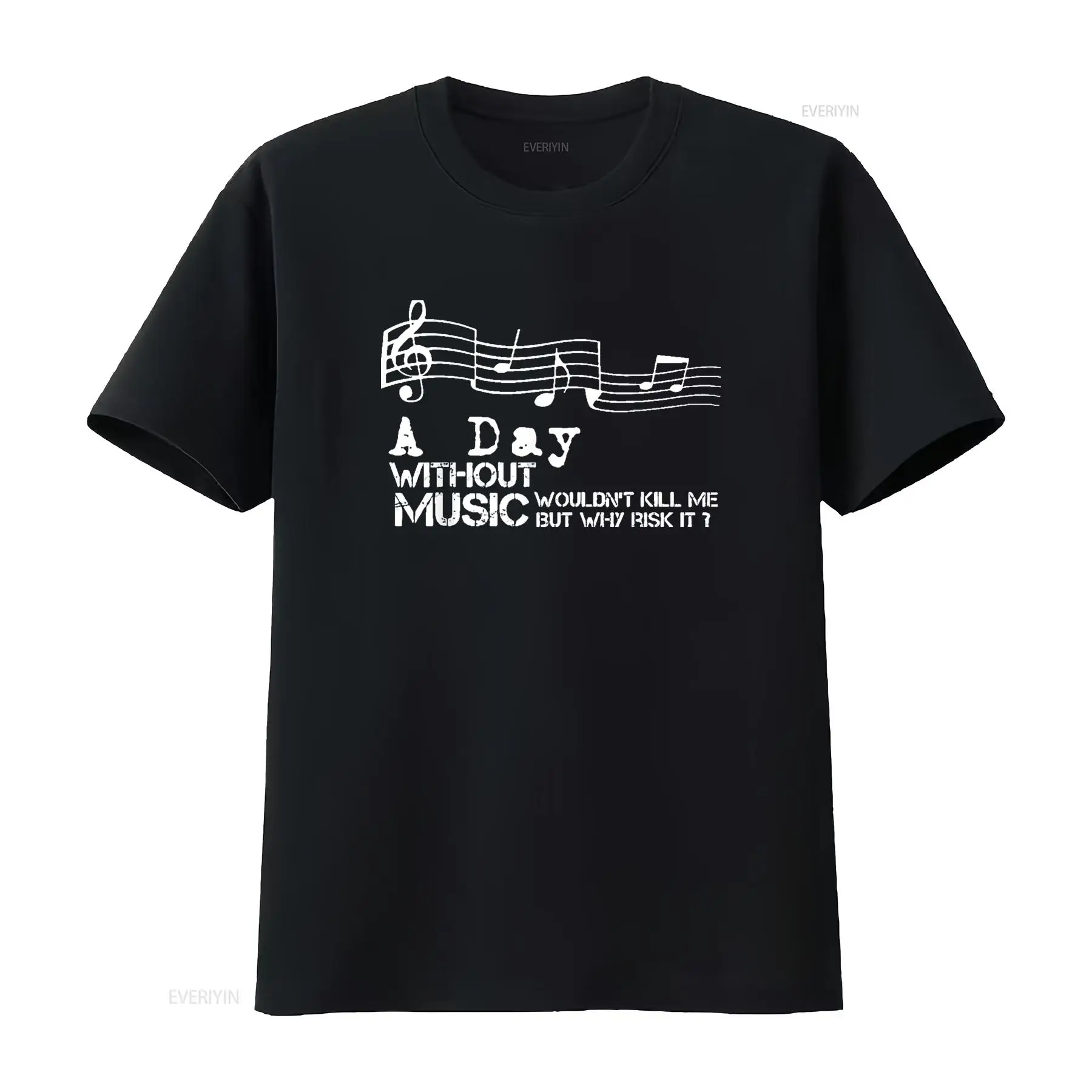 Mens Fashion Black Shirt - Мужская футболка A Day без музыки,