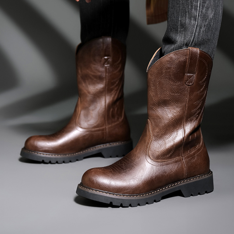 Men Fashion Vintage - Модные мужские ковбойские сапоги, новые винтажные