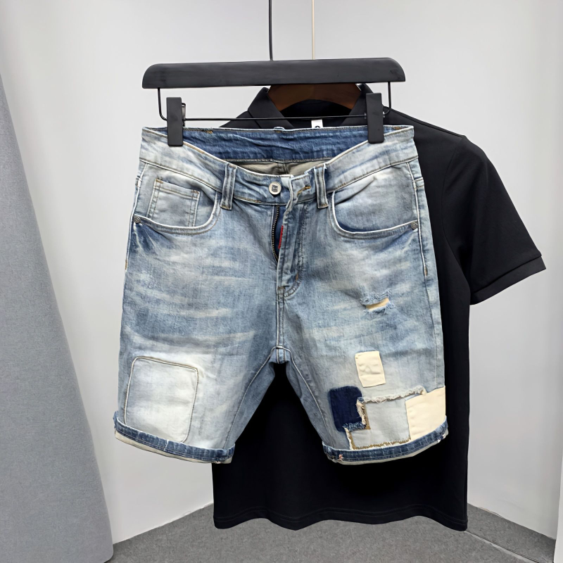 Men Fashion Jeans - Прямые мужские джинсовые шорты, рваные джерсы,