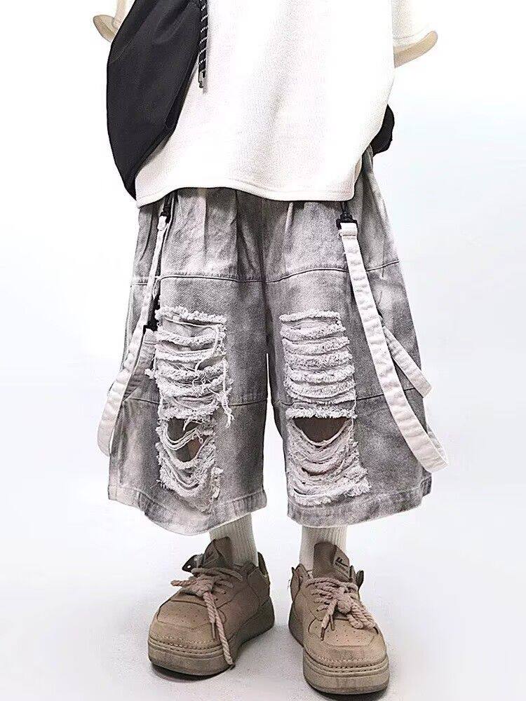 Men Fashion Jeans - Мужские рваные джинсы в стиле ретро-хип-хоп,