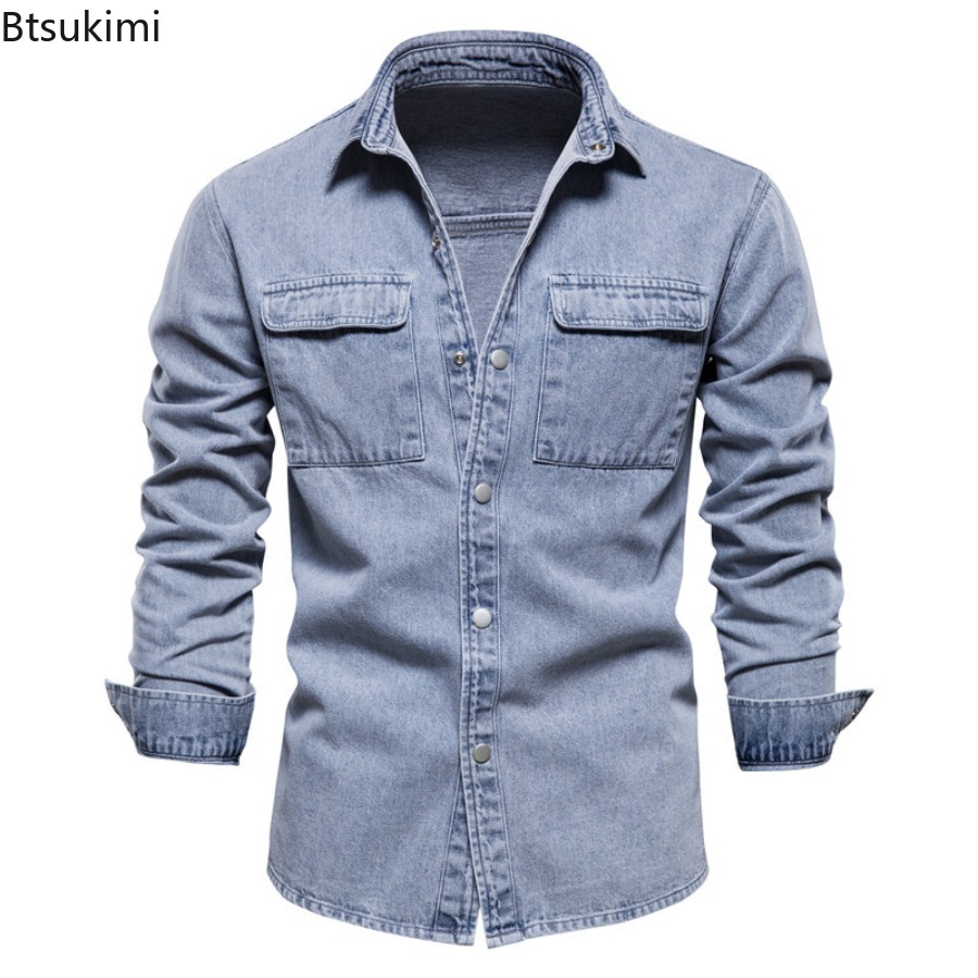 Весенне-осенние мужские модные – обзор и цена Jeans Shirt Fashion For Men