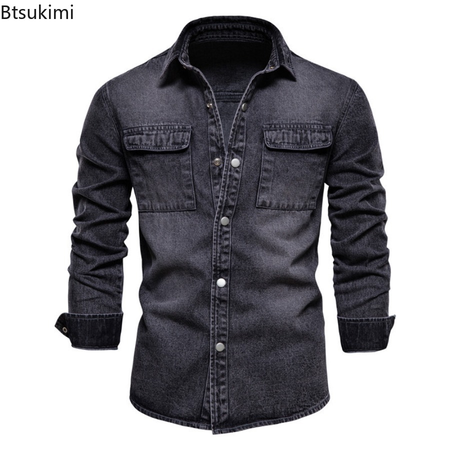 Весенне-осенние мужские модные – обзор и цена Jeans Shirt Fashion For Men