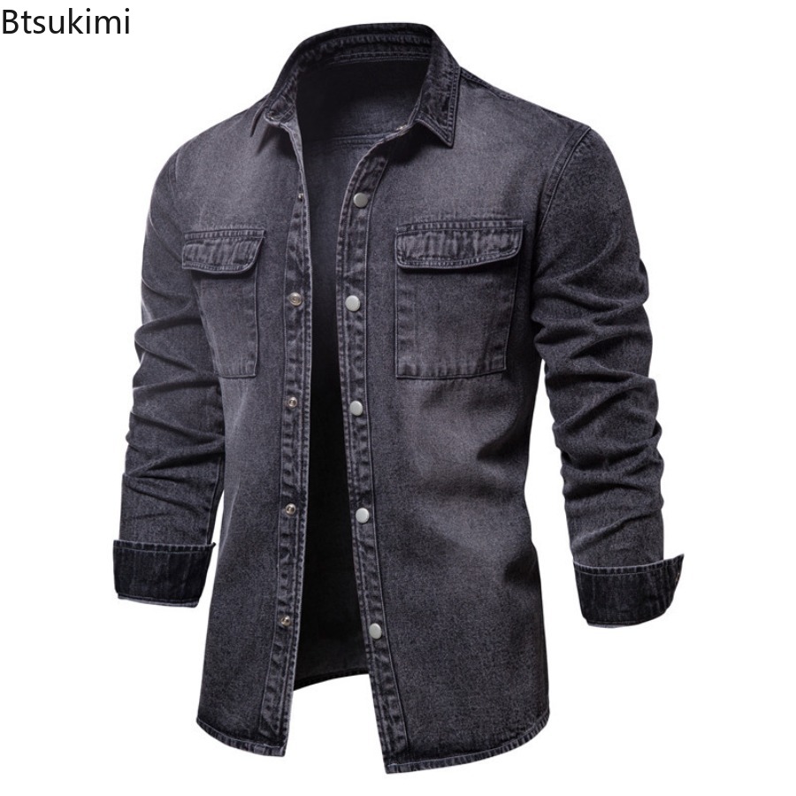 Весенне-осенние мужские модные – обзор и цена Jeans Shirt Fashion For Men