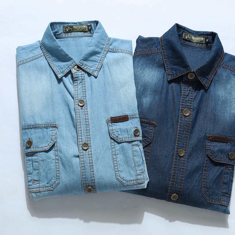 Новые модные мужские светло-го – обзор и цена Jeans Shirt Fashion For Men